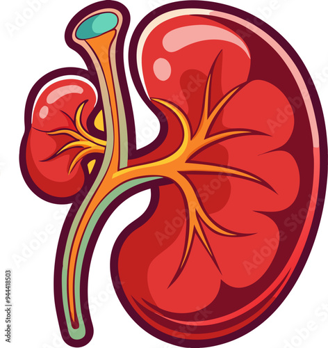 Vector Illustration of Human Kidney Anatomical Structure Medical Education and Healthcare Design