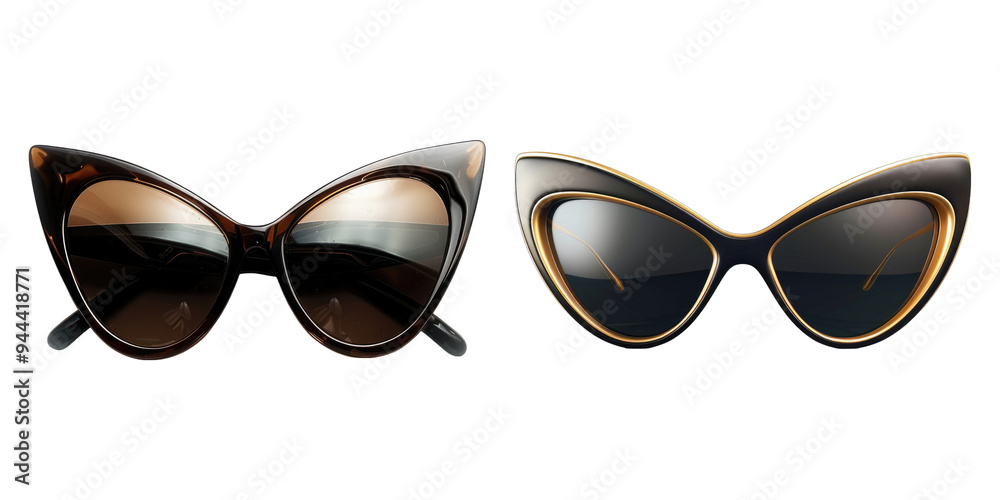 Embracing the cat eye sunglasses isolated on transparent background, Embracing the cat eye sunglasses isolated on transparent background,