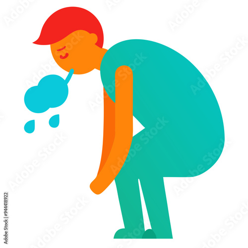 Sick Person Vomiting Vector Illustration Depicts Illness Symptom for Health and Medical Use