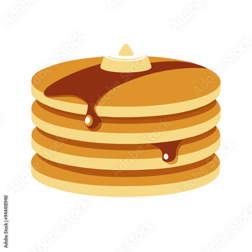 Vector Illustration Pancakes Stack Syrup Butter Breakfast Food Graphic Design Template