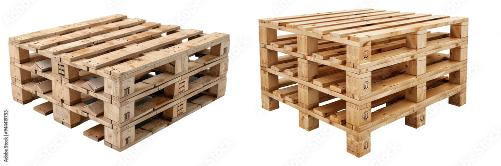 Euro pallet with cardboard boxes isolated on transparent background, Euro pallet with cardboard boxes isolated on transparent background,