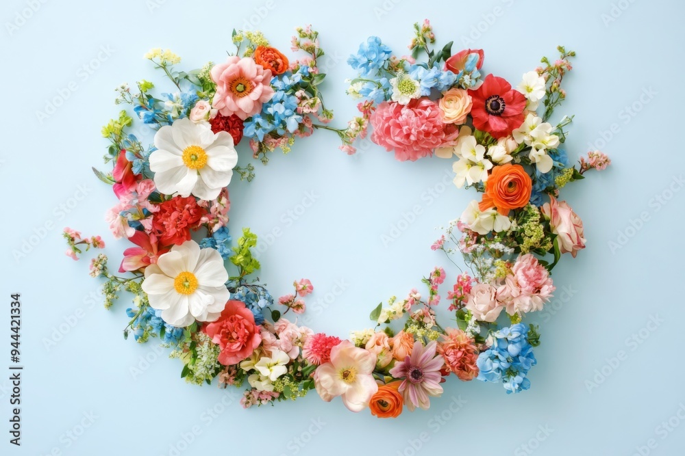 a beautiful arrangement of flowers in the shape of the un logo, with a bright blue background illustration a beautiful arrangement of flowers in the shape of the un logo, with a bright blue background illustration