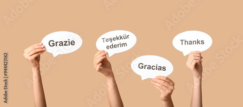 Hands holding speech bubble...