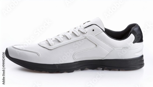 trainers white leather shoe on white background