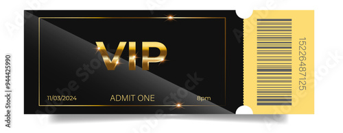 Gold VIP pass. Black VIP ticket. EPS10