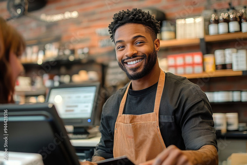 Receptionist taking payment for the customers