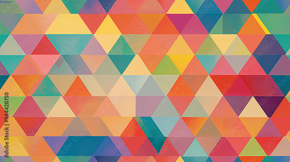 Fototapeta premium Optical illusion style abstract colorful background, rainbow colors, triangles