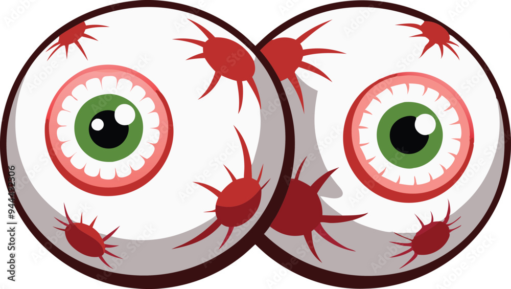 Fototapeta premium Illustration of a pair of detailed human eyes with red veins, symbolizing vision or medical observation
