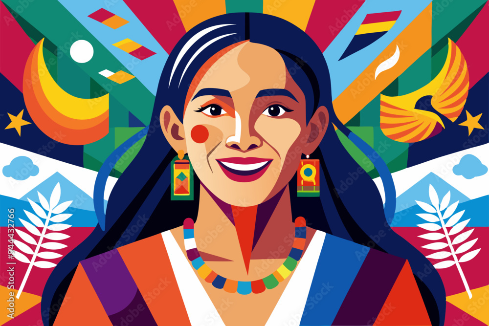 A vivid and artistic portrait of a smiling woman, created with a patchwork of colors and patterns, set against an international flags backdrop, capturing diversity and unity.
A vivid and artistic portrait of a smiling woman, created with a patchwork of colors and patterns, set against an international flags backdrop, capturing diversity and unity.