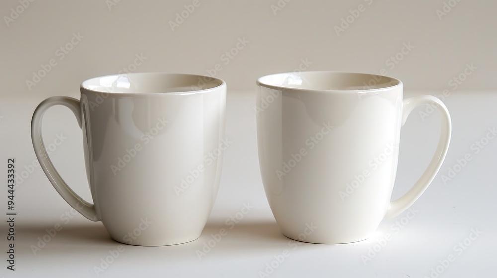 two white ceramic mugs two white ceramic mugs