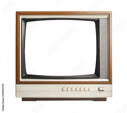 Obraz na płótnie Retro TV, old vintage mid-century televison box isolated on transparent background, png file, ai generated w salonie
