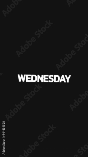 Background of Wednesday word in purple-blue gradient with circular mask, zoom in/out animation.