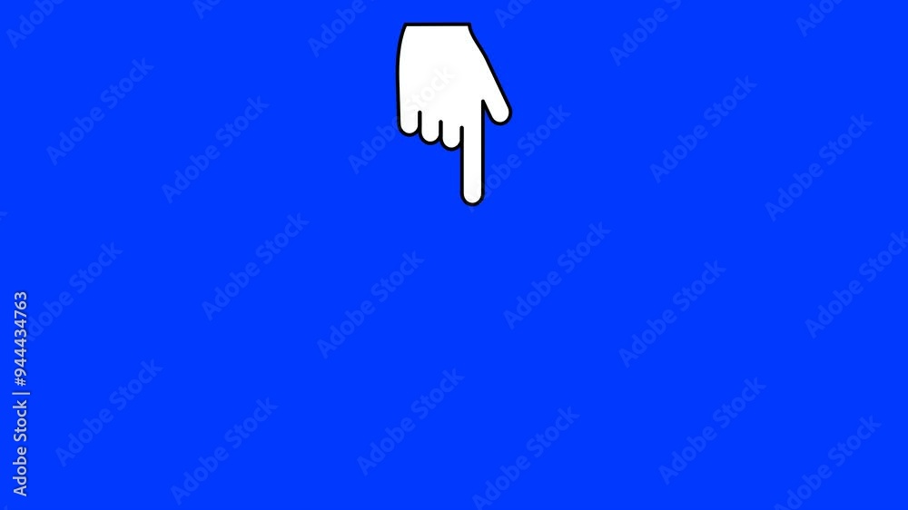 animation of a cartoon hand moving down while pointing at something on a red screen animation of a cartoon hand moving down while pointing at something on a red screen