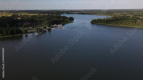 Fly over the a green and scenic nature area called Jabelscher See which is located at the Mecklenburg Vorpommern Lake area as the known former East Germany region photo