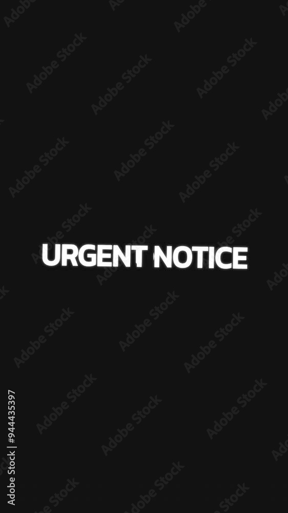 Animated video with 'Urgent Notice' repeated in a vertical circular loop with black background and various color options. Animated video with 'Urgent Notice' repeated in a vertical circular loop with black background and various color options.
