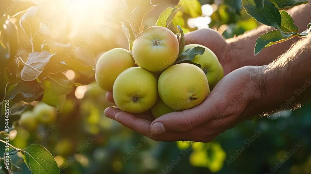 Organic apples in the hands of a farmer. Selective focus. nature. Organic apples in the hands of a farmer. Selective focus. nature.