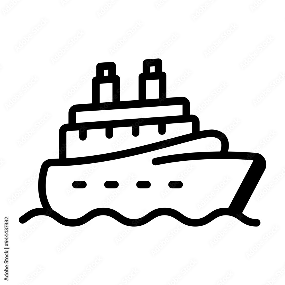 A hand drawn icon of cruise ship A hand drawn icon of cruise ship