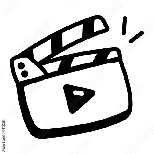 A hand drawn icon of movie clapperboard 