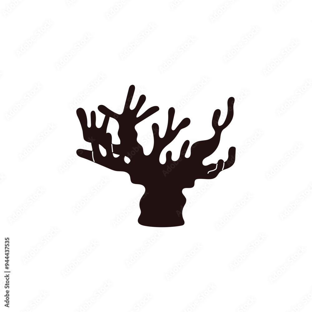 Vector icons a black silhouette of a coral tree with branches on a white background Vector icons a black silhouette of a coral tree with branches on a white background