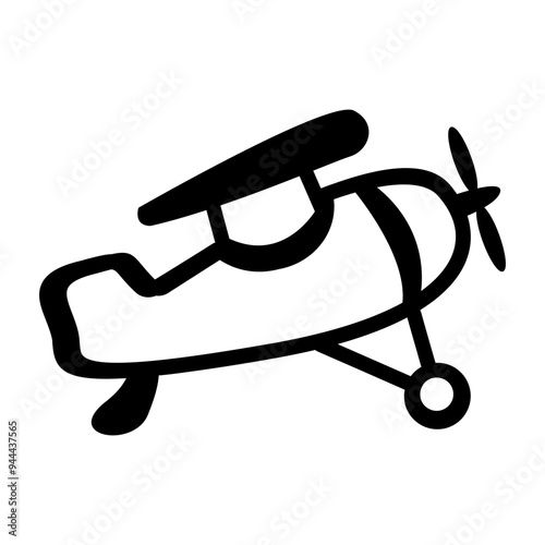 Doodle style icon of biplane