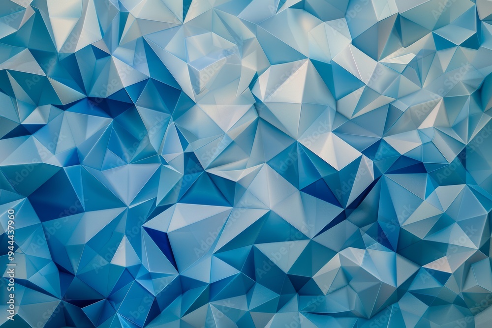 Dynamic blue mosaic texture with geometric triangular facets in an abstract background Dynamic blue mosaic texture with geometric triangular facets in an abstract background