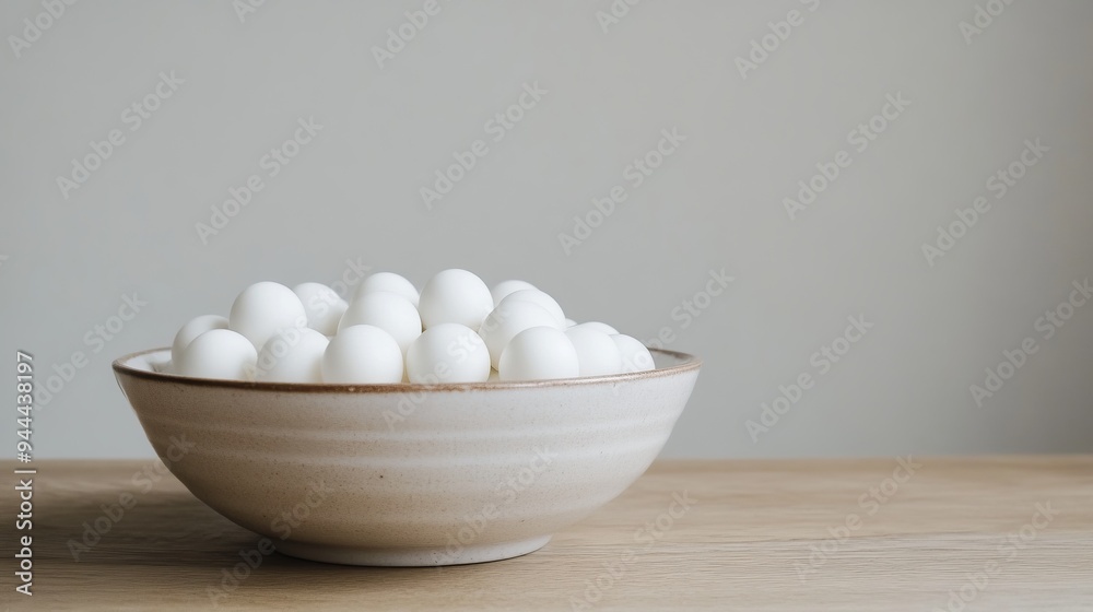 a white bowl with white balls in it