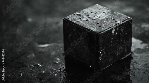 a close up of a cube on a black surface