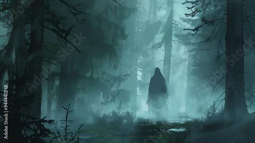 Haunted Forest, Ghost, Wraith, Spirit, Fantasy, Generative AI