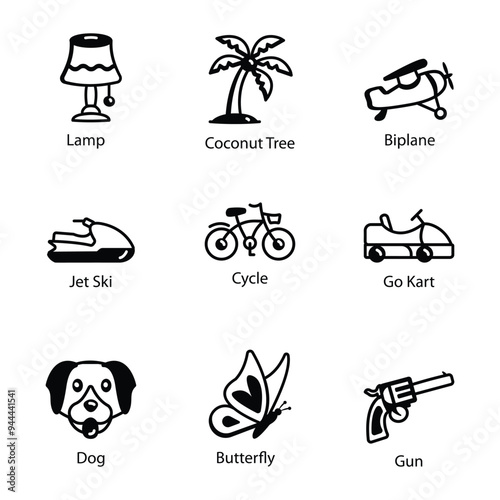 Pack of San Francisco Heritage Doodle Icons 

