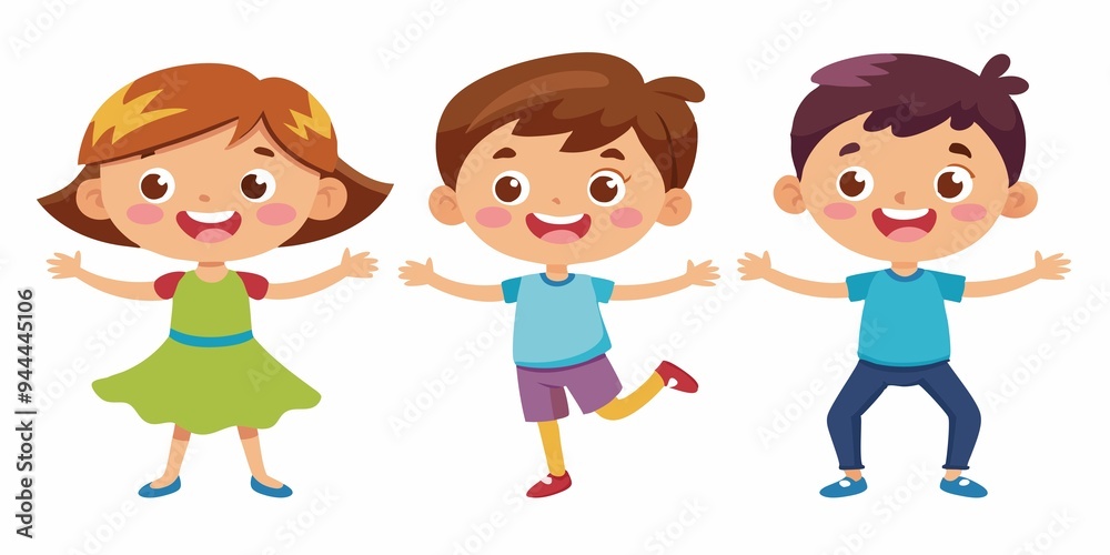 set of cartoon children, transparent white background set of cartoon children, transparent white background