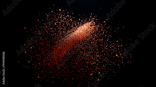 A cluster of digital particles forming a 3D scatter plot against a black background