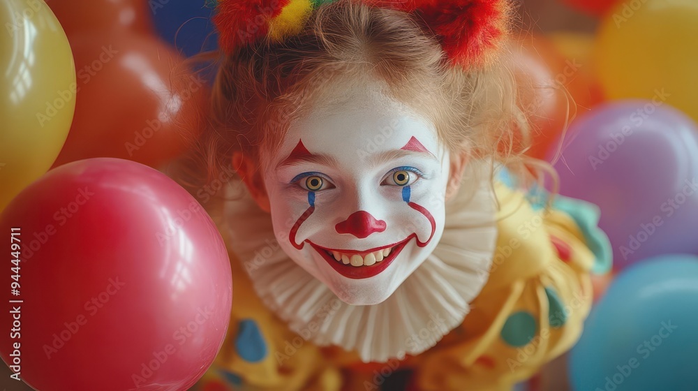Clown with balloons, entertaining children at a festive party, Joyful, Bright, Detailed Clown with balloons, entertaining children at a festive party, Joyful, Bright, Detailed