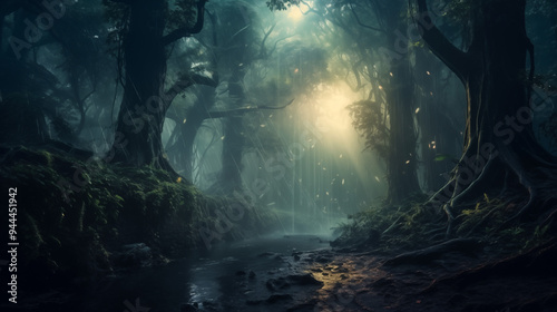 Mysterious Forest, Mysitc Magic Woods, Generative AI