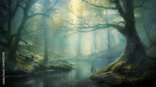 Mysterious Forest, Mysitc Magic Woods, Generative AI