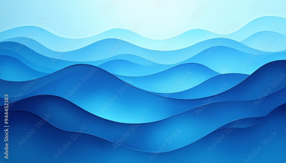 Overlapping waves of deep indigo and cyan flow with soft edges mimicking the soothing and gentle currents of the ocean. Overlapping waves of deep indigo and cyan flow with soft edges mimicking the soothing and gentle currents of the ocean.