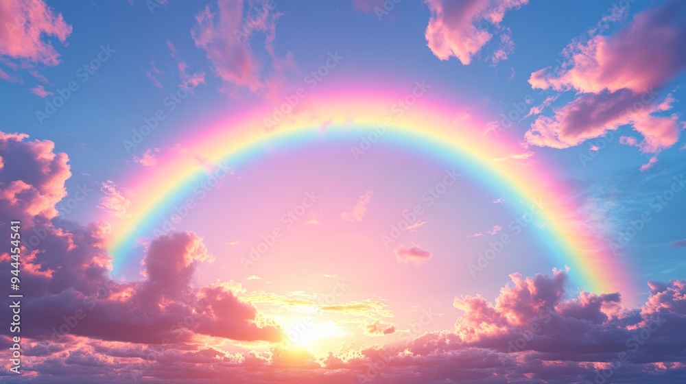 Stunning Sunrise with Rainbow Over Clouds Stunning Sunrise with Rainbow Over Clouds