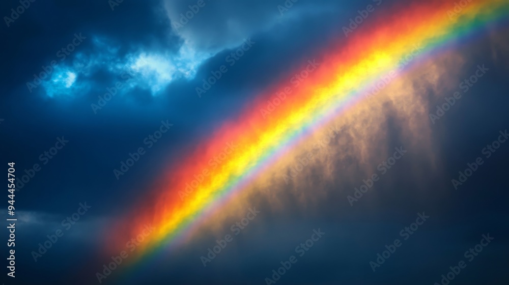 Vibrant Rainbow in Dark Stormy Sky Vibrant Rainbow in Dark Stormy Sky
