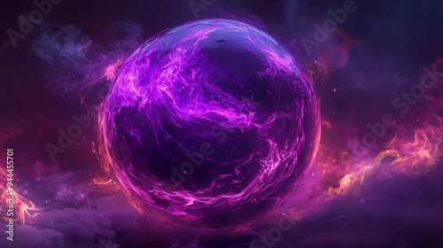 Mystical Glowing Orb with Purple Energy