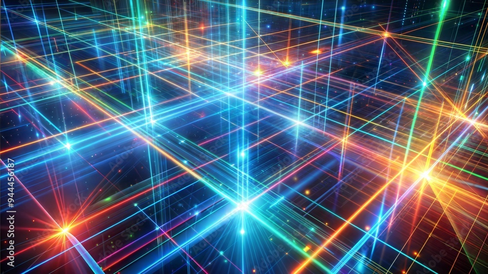 Abstract Laser Holography Grid with Intersecting Multicolored Light Beams
Abstract Laser Holography Grid with Intersecting Multicolored Light Beams