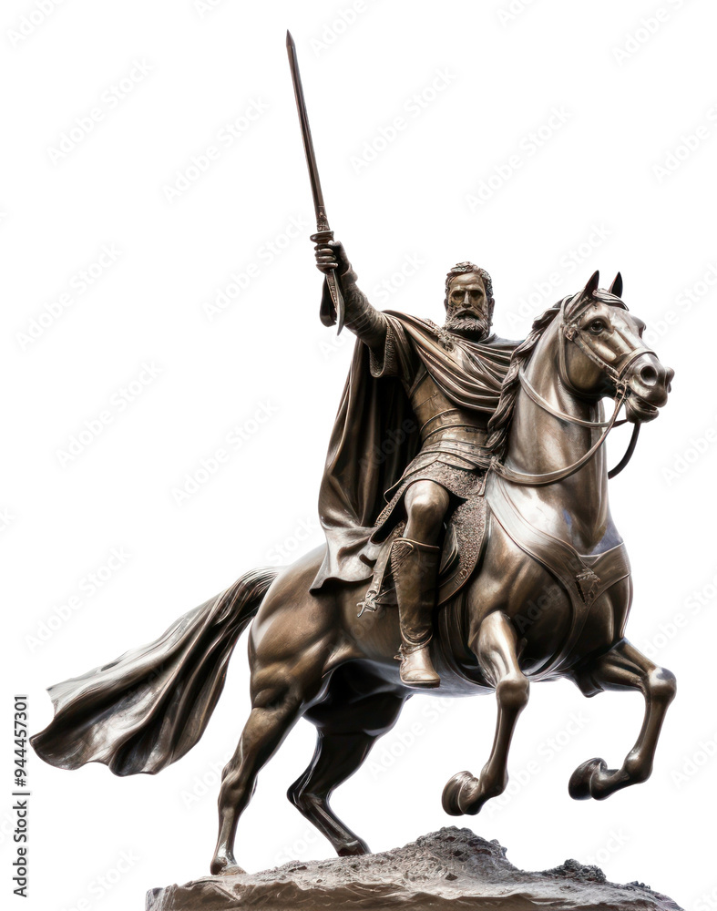 PNG King holding sword riding horse sculpture mammal animal. PNG King holding sword riding horse sculpture mammal animal.