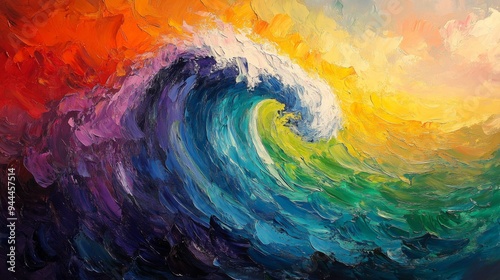 Abstract Colorful Wave Painting