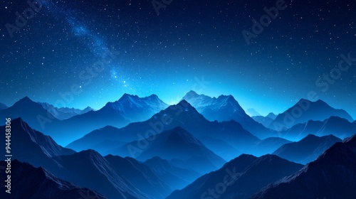 Stunning Mountain Landscape Under Starry Night Sky