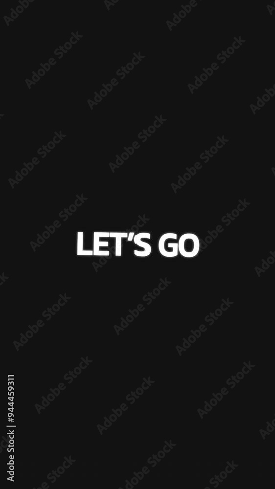 Animated video with 'Let's Go' text in repeated circular loops, zooming in and out with alternating right and left turns, featuring grayish black words on a black background. Animated video with 'Let's Go' text in repeated circular loops, zooming in and out with alternating right and left turns, featuring grayish black words on a black background.