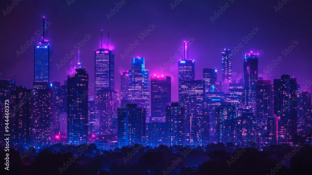 Neon Lit Urban Skyline Neon Lit Urban Skyline