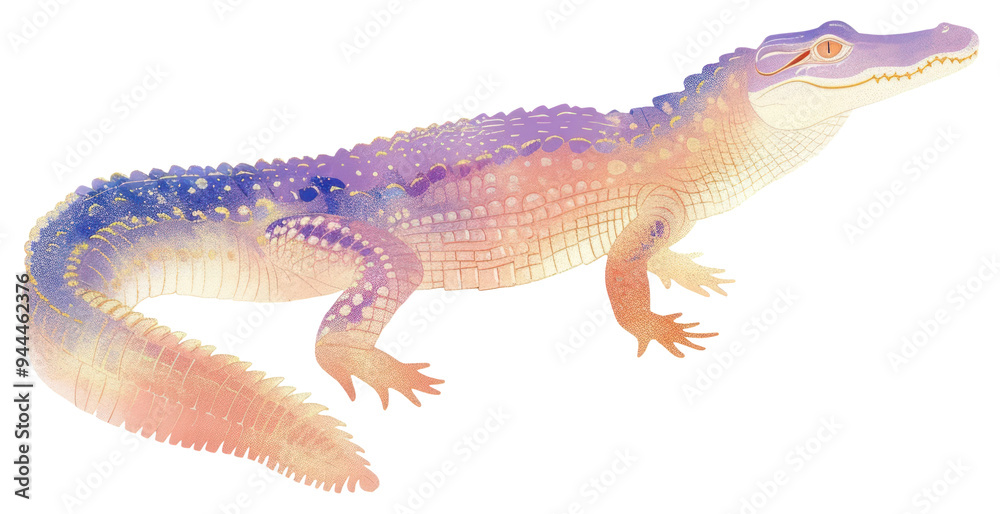Naklejka premium PNG Colorful alligator illustration transparent PNG, transparent background