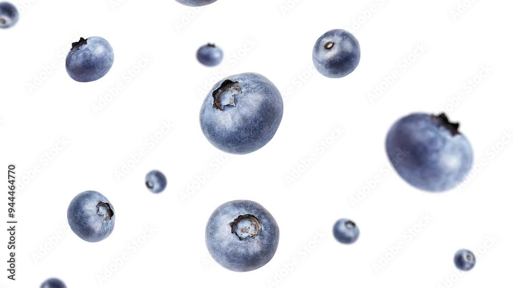 Falling BlueBerries with Isolated White Background - High-Quality Stock Video, Blueberry, Blackberry white background