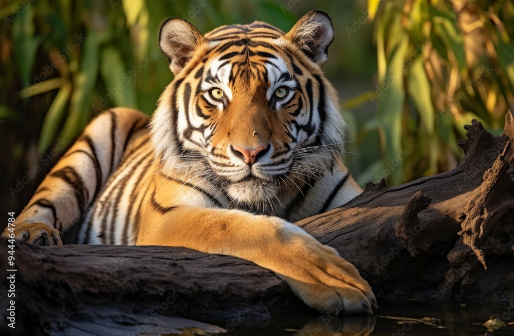 Fototapeta premium Regal Presence The Bengal Tiger's Noble Rest