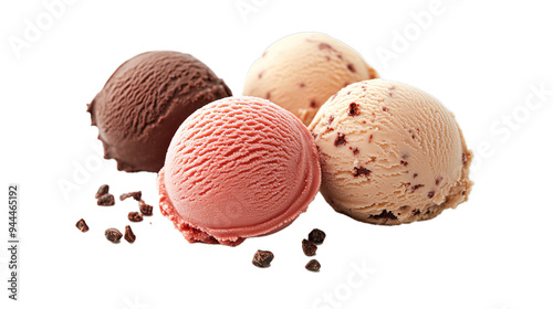 Ice cream scoops isolated on white background