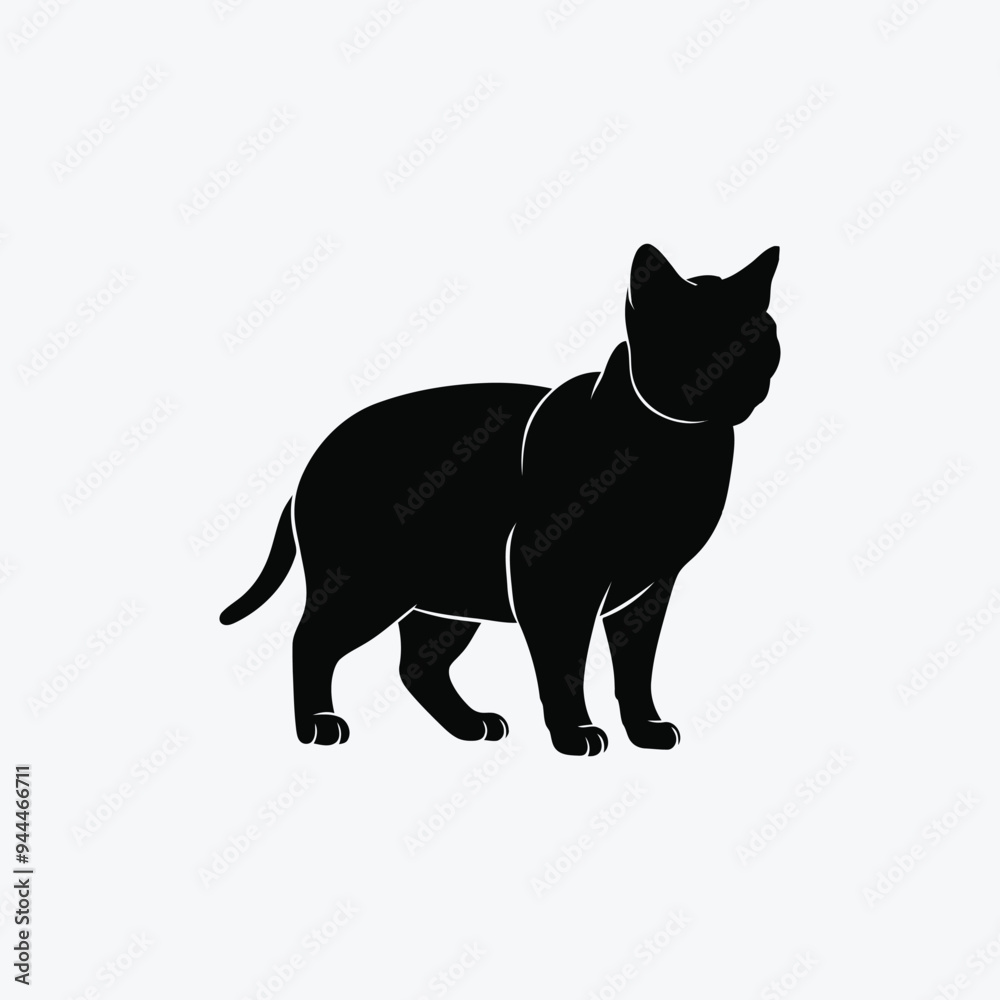 Scottish fold cat silhouette vector template illustration Scottish fold cat silhouette vector template illustration