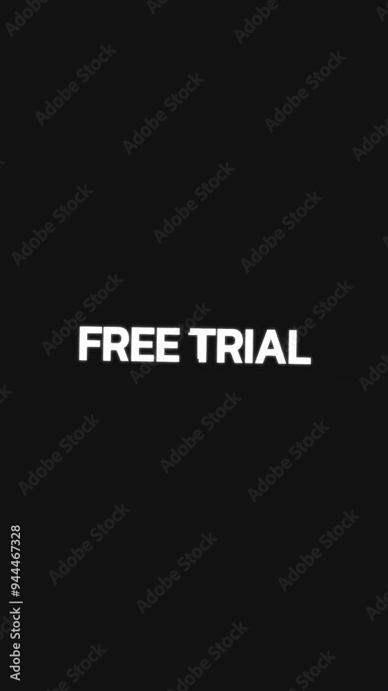 Background of Free Trial phrase in white with circular mask, zoom in/out animation. Background of Free Trial phrase in white with circular mask, zoom in/out animation.